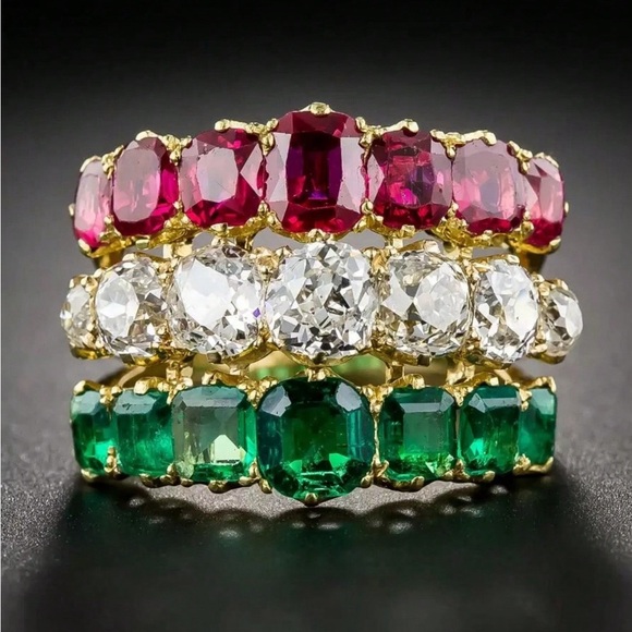 Elegant Multi-Color Gemstone Ring - Picture 2 of 4